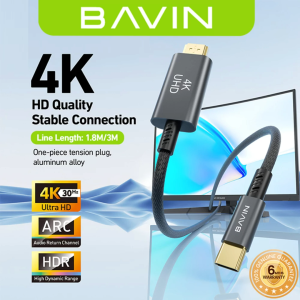 BAVIN HD26 4K USB-C to HDMI High-Speed Adapter Cable Plug & Play Converter for TVs / Tablets / Laptops & Smartphones