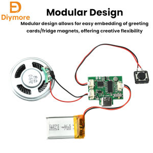 diymore | Handmade DIY Audio Record Module With Type-C Port 8M Capacity MP3 Compatible One-Touch Record & Play for Greeting Cards
