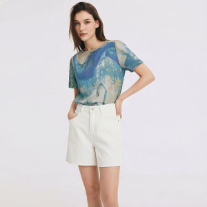 AMII | Commuter Abstract Mountain Print Mesh Short Sleeve T-shirt