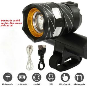 T6 LED Đèn Trước Xe Đạp USB Sạc 2400MAh Có Thể Phóng To Đèn Pin Đi Xe Đạp MTB Đèn Pha Xe Đạp Hợp Kim Nhôm Chống Thấm Nước