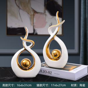 Luxurious Creative Chinese Style Home Decorations Ceramic Resin Sculptures for Office Living Room TV Cabinet Bar Decor