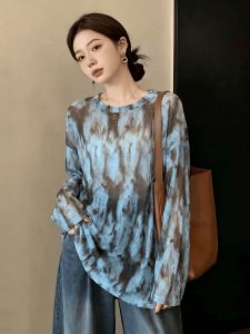 Sun Protection Sheer Retro Tie-Dye Long Sleeve T-Shirt