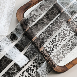 10 Sheets Nail Transfer Stickers Black White Lace Starry Sky Hollow Out Decals Romantic Nail Art Decor for Wedding Manicure