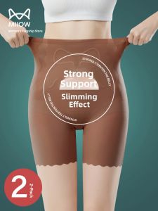 MiiOW | Ice Silk Safety Pants Womens Summer Thin No Roll Edge Seamless Tummy Control Butt Lifting Underwear High Waist Shorts Fitness