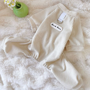 เสื้อผ้าสุนัขผ้าคอร์ดูรอยทรงสี่ขาบางสำหรับฤดูใบไม้ร่วงและฤดูใบไม้ผลิ สำหรับหมาเล็ก หมาพันธุ์บีชาร์ม เสื้อผ้าสัตว์เลี้ยง