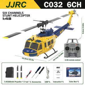 WLtoys | C032（UH-1 Huey) RC Helicopter 2.4G 6-Aixs Gyro 6CH Altitude Hold Optical Flow Brushless Remote Control Helicopter Toys For Kids