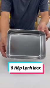 Hộp Đựng Thực Phẩm Lạnh Hộp Inox 304 Chữ Nhật Cỡ Lớn Kèm Nắp Nhựa Cao Cấp.