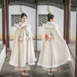 Original Hanfu New Year Ceremony Clothes Embroidered Double-Faced Thickened Cuirass Set for Young Women in Autumn Winter