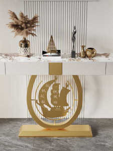Modern Minimalist Entryway Half Round Table With Drawers