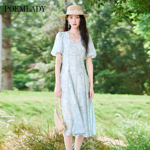 POEMLADY | Resort Style French Elegant V-Neck Youthful Dress