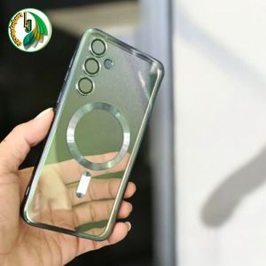 Case Samsung Galaxy A25 5G Softcase Magsafe Magnetic Chrome Casing Cover Wireless Pengisian Nirkabel Bahan Silikon Transparan