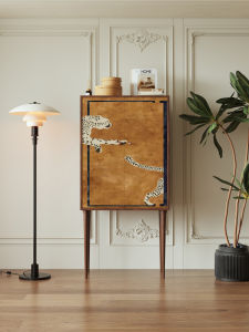 French Entry Lux Leopard Sideboard Cabinet Wall Cabinet Chest of Drawers Clothes Closet Locker Integrated Multifunctional Solid Wood High Foot Cabinet