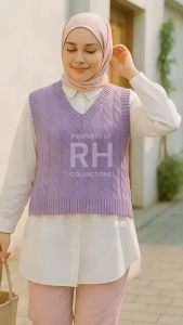 Rompi rajut atasan wanita - sweater vest wanita motif polos tanpa lengan kekinian
