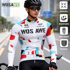 WOSAWE 2026 Men Cycling Jersey Colour Cycling Racing Tops Long Sleeve Bike Jersey Road Cycling Shirts Summer Bicycle Jerseys Mtb