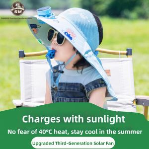 Wide Brimmed Solar Powered Fan Kids Sun Hat