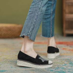 Black Flats Womens Thick Heel Slope Follow the Fashion Fisherman Shoes Korean Style Versatile Spring New Arrival Luxury Style