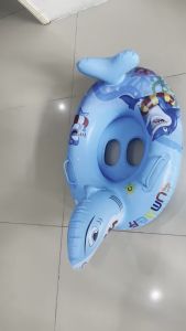 PELAMPUNG RENANG ANAK BENTUK HIU BIRU DENGAN PEGANGAN DAN DUDUKAN BAHAN TEBAL