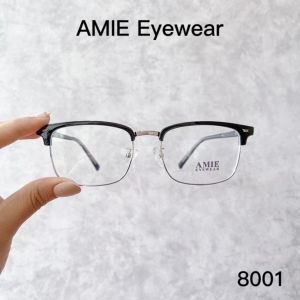 Gọng kính cận nam nữ AMIE Eyewear mắt vuông chất liệu nhựa lõi kim loại chắc chắn hạn chế đau tai thiết kế đơn giản thời trang 8001