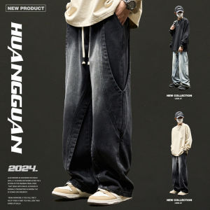 กางเกงยีนส์ทรงหลวมขาตรงสำหรับผู้ชาย ฤดูใบไม้ร่วง/ฤดูหนาว กางเกงขายาวทรงหลวมสไตล์อเมริกันสำหรับเยาวชน กางเกงขายาวทรงหลวม