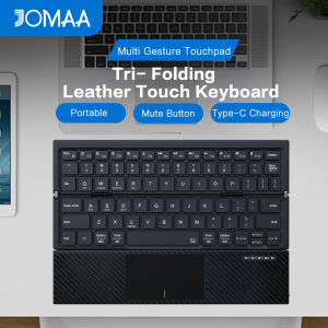 Foldable Bluetooth Keyboard with TouchpadSync up to 3 Devices Full Size Folding Keyboard with Trackpad for iPad iPhone Mac