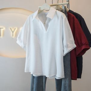 AIYITI | Popular Red Oversized Loose Matchable Womens Short Sleeve Shirt