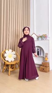 SAFIRA MAXY DRESS KIDS FREE PASHMINA - GAMIS HIJAB ANAK PEREMPUAN 2-12 TAHUN BAHAN CERUTY BABYDOLL MIX TILE SPARKLING KEKINIAN BY M2M