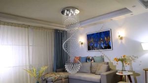 Crystal Chandelier Modern Spectacular LED Spiral Sphere Rain Drop K9 Ceiling Light Fixture for Living Room Hotel Hallway Foyer EntryWay Romantic Deco  Large Chandelier