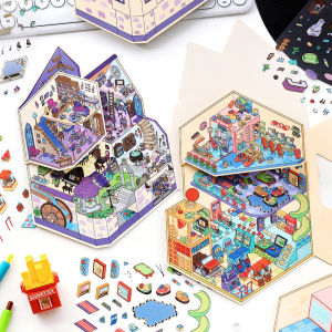 Infeelme Cute Fun Three Fold Handmade DIY 3D Landscape Stickers Small Corner Fourth Edition Decorative Paper Crafts