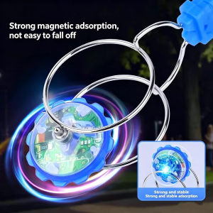 Cute Hand Cranked Inertia Rotation Magic Flying Gyroscope Glowing Magnetic Track Kids Puzzle Stress Relief Educational Toy Gifts