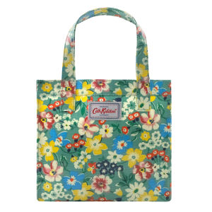 Cath Kidston S Bookbag Small Size Open Top Handled Handbag Lunch Bag Water Resistant Oilcloth Tote Floral Pattern (Hedge Rose Cream/Summer Floral Blue/Pembridge Ditsy Yellow/Dahlia Flower/Forget Me Not)
