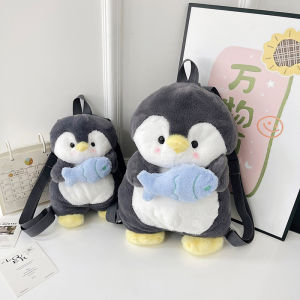 กระเป๋าเป้สะพายหลังผ้าขนแกะลายปinguino กางเกงขายาวลายการ์ตูนสุดน่ารัก กระเป๋าเป้สะพายหลังแบบลำลองสำหรับเด็กผู้หญิง กระเป๋าถือขนาดเล็ก กระเป๋าสะพายไหล่แบบลำลอง