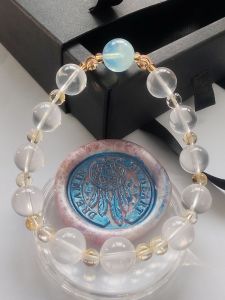 MHU-0032 粉晶,黄水晶,海蓝宝 , 天然水晶 女款手链 孤品原创设计 礼盒装赠手作火漆印章 crystal bracelet Handmade Gelang Tangan Perempuan