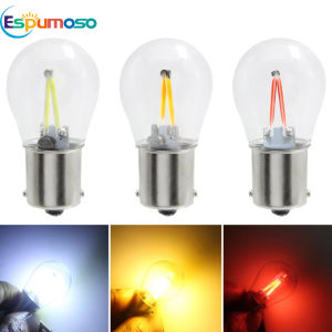 4Pcs P21W LED Bulb Car Signal Lamp 1156 BA15S 1157 BAY15D COB Filament Auto Brake Light Reverse Bulb Turning Light DC12V