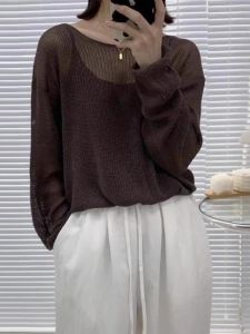 Áo Len Dệt Kim Dài Tay Phong Cách Hàn Quốc Thời Trang Thiết Kế Khoét Rỗng Cho Nữ Mùa Xuân Mới Giảm Tuổi Tác Thường Ngày Bộ Đồ Hai Mảnh