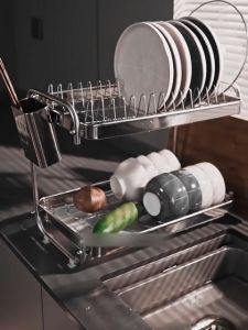 KEVE 2/3 layers 304 Stainless Dish Drying Rack Dish Rack with Drainer Plates Organizer Storage Kitchen Rack