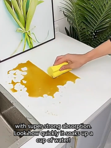 Cleaning🧽 Span Berjalur Magic Sponge Wipe PVA Sponge Pad Bathroom Car Kitchen Glass Cleaning Highly Absorbent SQTP