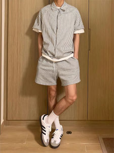 Grey Sports Quarter Shorts Men Summer Outdoor Thin American Retro Basketball below Knee Mid-Length Casual Fashionable Shorts