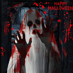 Dizoey Halloween Static Stickers Blood Stained Glass Stickers for DIY Window Glass Decorations Halloween Party Wallpaper Ghosts Decal