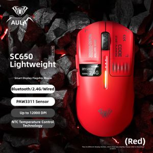 AULA | Chuột Gaming Không Dây AULA SC650 - Màn Hình Hiển Thị Thông Minh Tri-mode Cảm Biến PAW3311 12000 DPI Siêu Nhẹ
