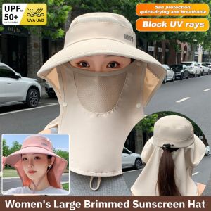 Womens Large Brim Multifunctional Outdoor Sun Visor Hat Breathable Summer Sunscreen Cap Hollow Top Hat for Travel Sports Riding