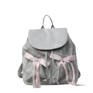 Trendy Nylon Canvas Butterfly Knot Womens Backpack Large Capacity Commuter Travel Bag Soft Handle College Style Leisure Pure Color