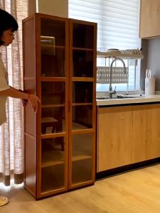 LACC Dustproof Kitchen Cabinet High-Grade 6/7 Layer Rack Organizer Bamboo Storage Cabinet Sideboard Dish Cabinet Multi Enclosed Rack