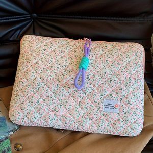 Floral Laptop Sleeve With Multi-Pocket Storage Polyester Zippered Case For IPad/MacBook –Lightweight Carry Bag