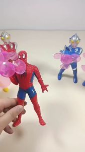 Đồ chơi quạt cầm tay hình người nhện siêu nhân iron man có đèn led phát sáng tạo cảm giác thích thú cho bé