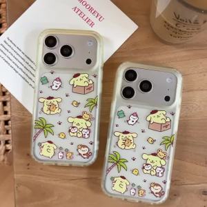 Sanrio | Cute Transparent Yellow Pudding Dog Phone Case for iPhone 17 Pro Max 17 Pro 16 15 Pro Max Luxury High-end Protective Back Cover
