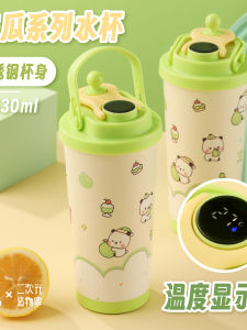 Womens High Aesthetic 304 Stainless Steel Thermal Cup Temperature Display Cup Insulated Water Bottle Beverage Container