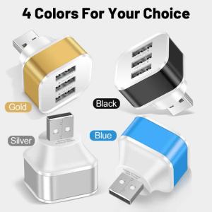 Ilepo | Bộ Chia USB 3 Cổng 3 Trong 1 Bộ Sạc Nhanh Cho Điện Thoại Di Động Máy Tính Bảng Máy Tính Xách Tay Có Đèn LED Báo Hiệu Chất Liệu Nhựa Giao Diện USB 2.0