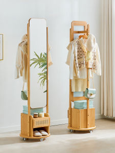 ZHUTING | Rotatable Dressing Mirror with Hanger Multi-functional Moving Floor Mirror