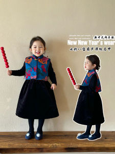 New Winter Childrens Clothing Traditional Chinese Style Seven Color Eight Treasure Gourd Zhangdu Satin New Year Visit Costume for Girls