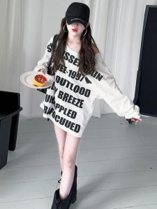 Girls Long Sleeve T-Shirt Dress Spring Autumn Little Girl Letter Print Base Layer Shirt Dress Korean Style Childrens Clothing